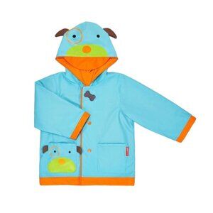 Skip Hop Zoo Darby Dog Raincoat Kid Toddler Sz Small Blue Puppy Rain Jacket Hood